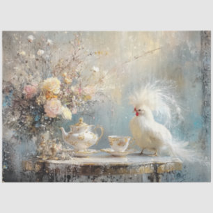 Decoupage Whimsical White Bird French Tea Party  Tissue Paper