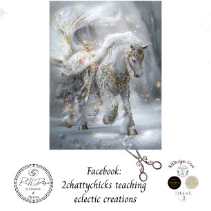 Decoupage Whimsical White Embellished Horse Tissue Paper