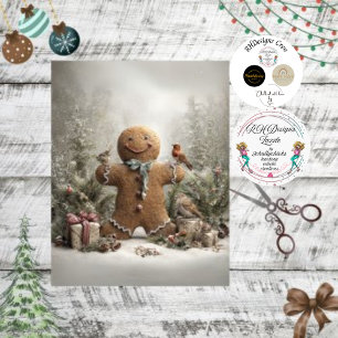Decoupage Whimsical Winter Gingerbread Scene Tissue Paper