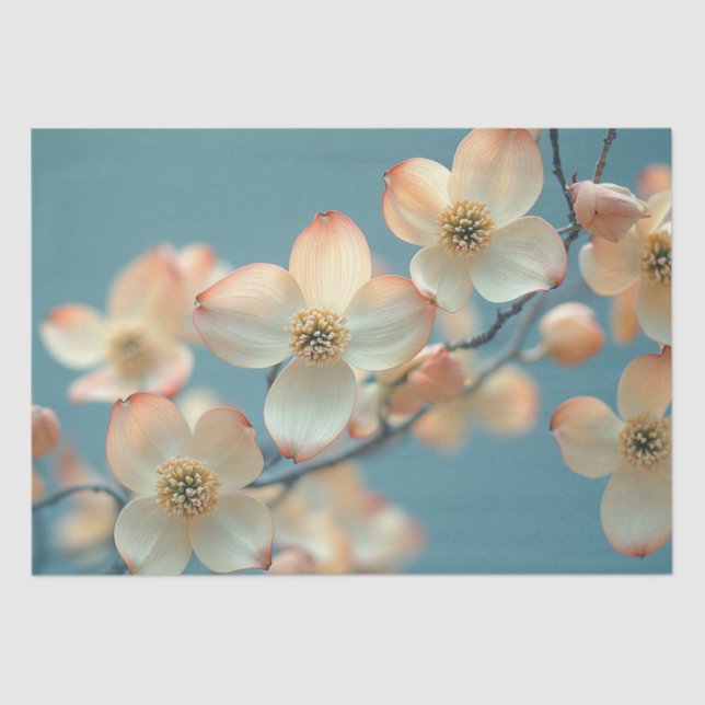 Decoupage White Dogwood Tree Flower  Tissue Paper (Front)