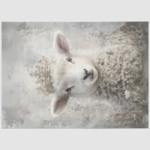 Decoupage White Lamb Easter Sunday Ornate Crown Tissue Paper