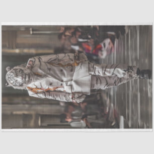 Decoupage White Lion Fashion Show  Tissue Paper