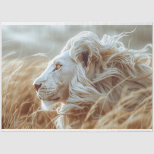 Decoupage White Majestic Lion Tissue Paper