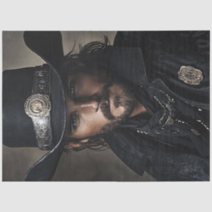 Decoupage Wild West Lawman Dressed in Black  Tissue Paper