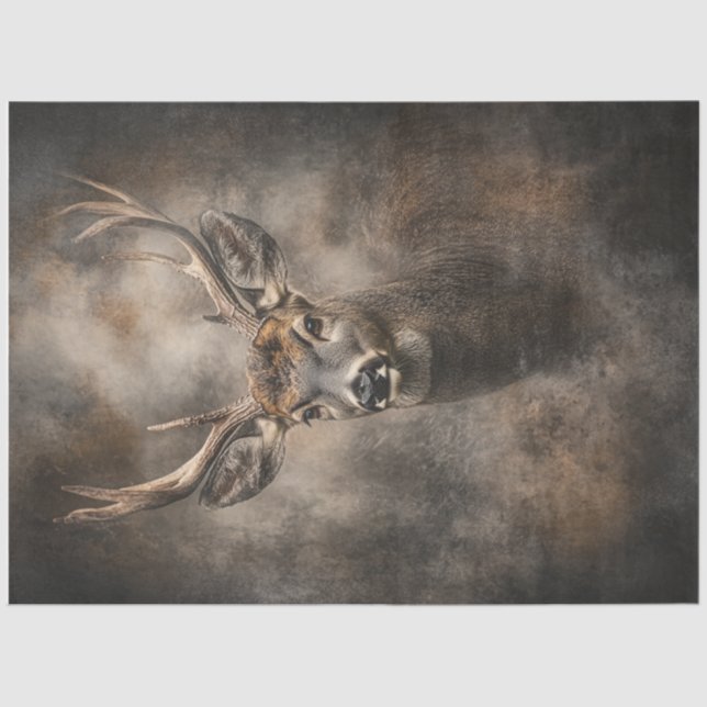 Decoupage Wildlife Deer Portrait Large Antlers  Tissue Paper (Front)