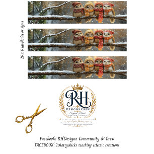 Decoupage Winter Owls Branch Sawblade Wrapping Paper Sheets