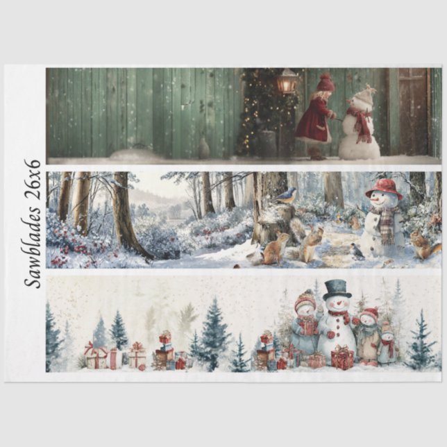 Decoupage Winter Sawblade Set 26x6  Tissue Paper (Front)