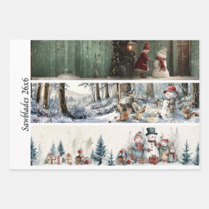 Decoupage Winter Sawblade Set 26x6  Wrapping Paper Sheets