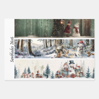 Decoupage Winter Sawblade Set 26x6 Wrapping Paper Sheets