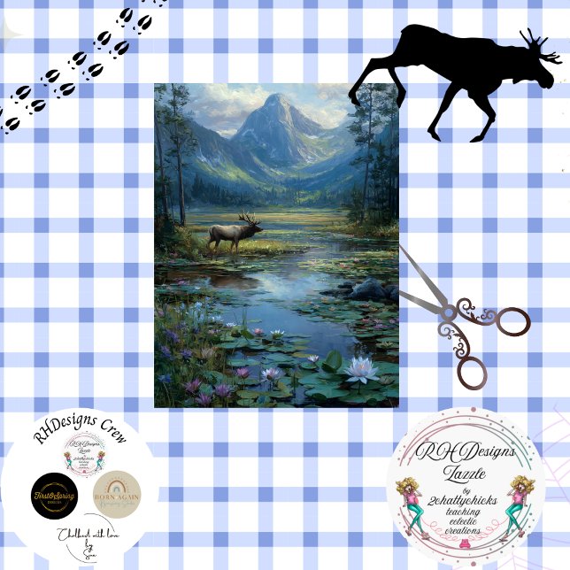 Decoupage Winter Scene Elk Hunting  Tissue Paper (Creator Uploaded)