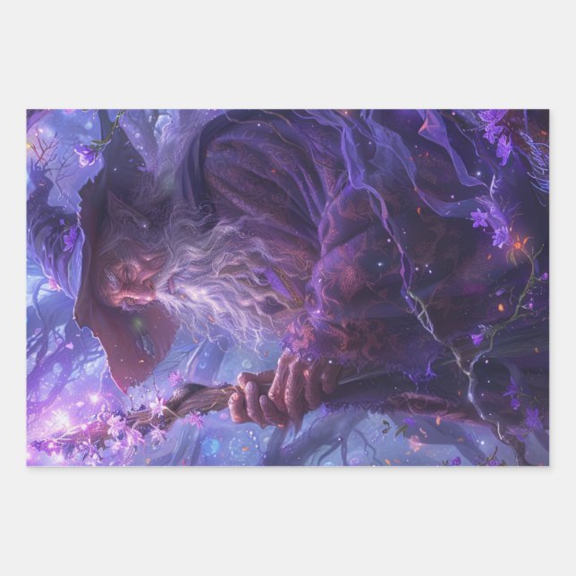 Decoupage Wizards Eldric Enchanter  Wrapping Paper Sheets (Front 3)