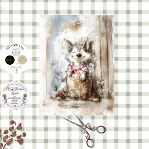 Decoupage Wolf Character Story Book in Forest Tissue Paper
