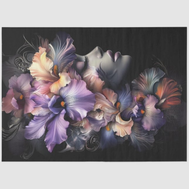 Decoupage Woman Floral Obsession Delicate Petals Tissue Paper (Front)