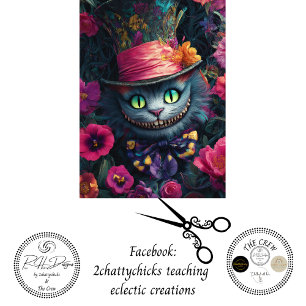 Decoupage Wonderland Cat Top Hat Floral Garden  Tissue Paper