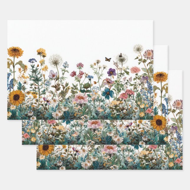 Decoupage Wrapping Landscape Wildflowers Transfer Paper Sheets (Set)