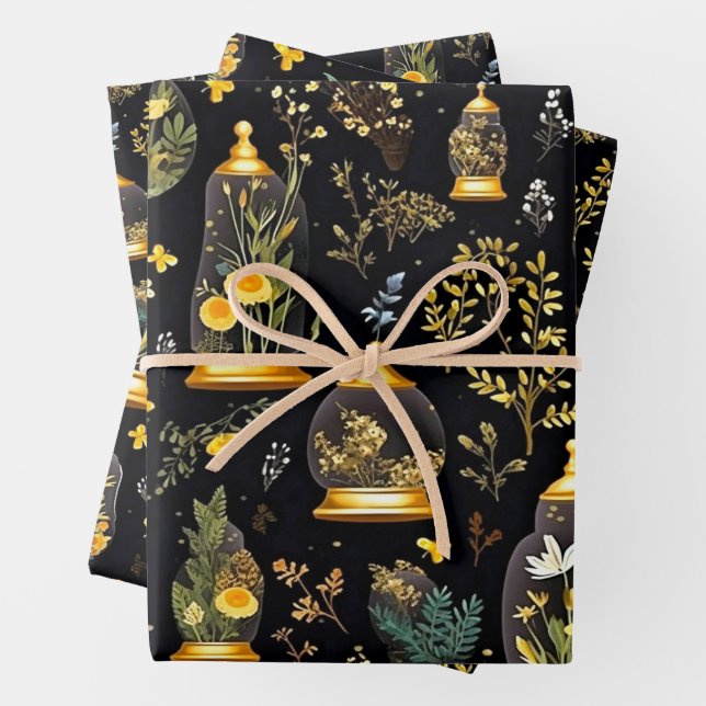 Decoupage Wrapping Paper Terrariums Set of 3 (In situ)