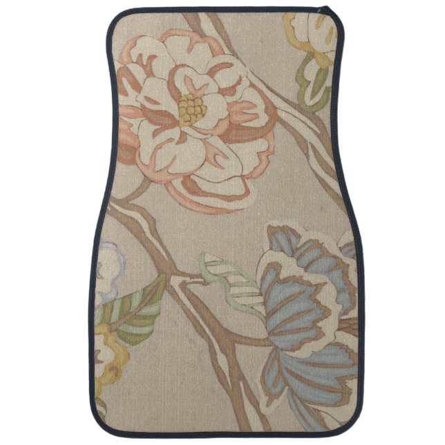 Decrative Organza Chintz Floral Design Car Mat (Front)