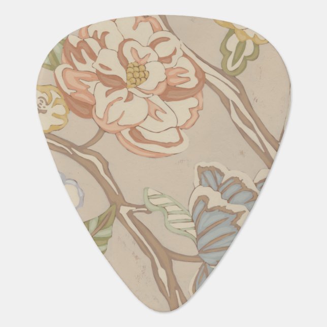 Decrative Organza Chintz Floral Design Guitar Pick (Front)