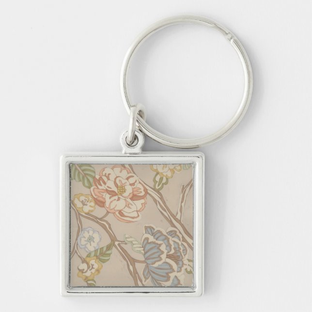 Decrative Organza Chintz Floral Design Keychain (Front)