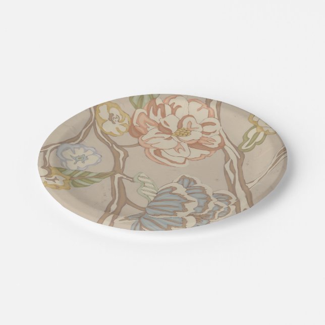 Decrative Organza Chintz Floral Design Paper Plates (Angled)