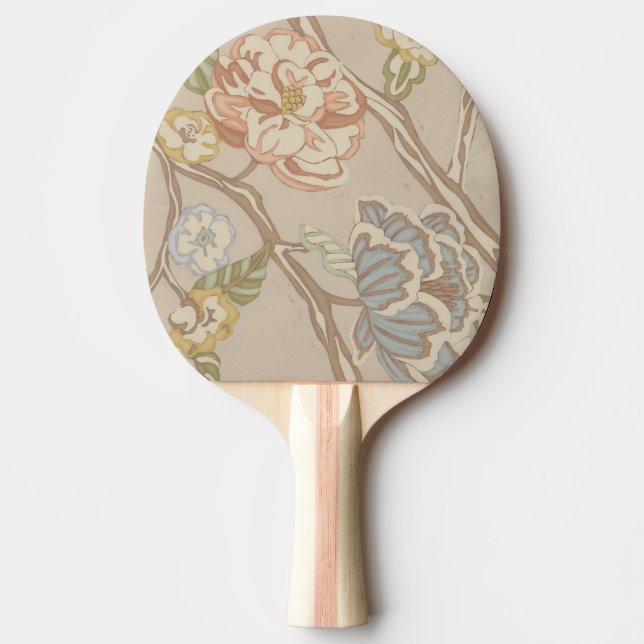 Decrative Organza Chintz Floral Design Ping-Pong Paddle (Front)