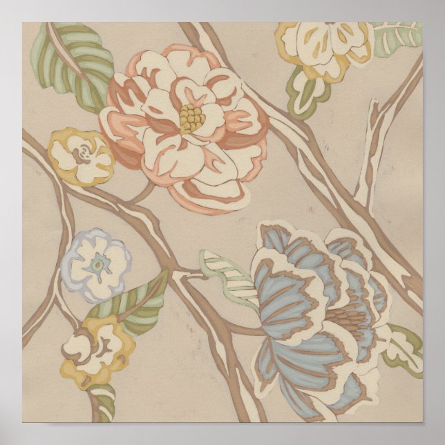 Decrative Organza Chintz Floral Design Poster (Front)