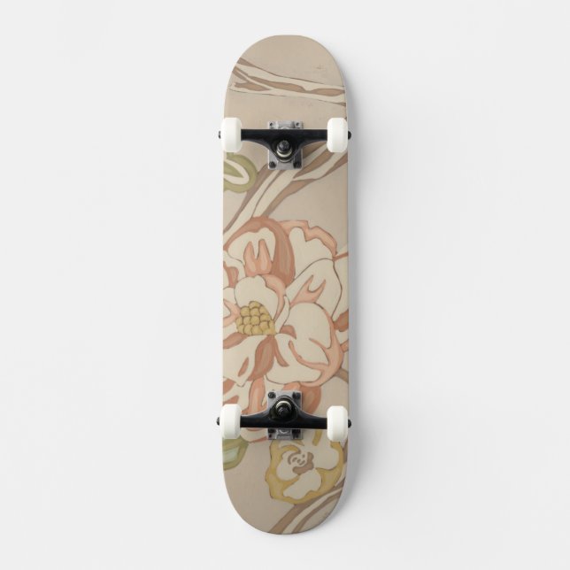 Decrative Organza Chintz Floral Design Skateboard (Front)
