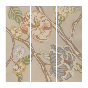 Decrative Organza Chintz Floral Design Triptych