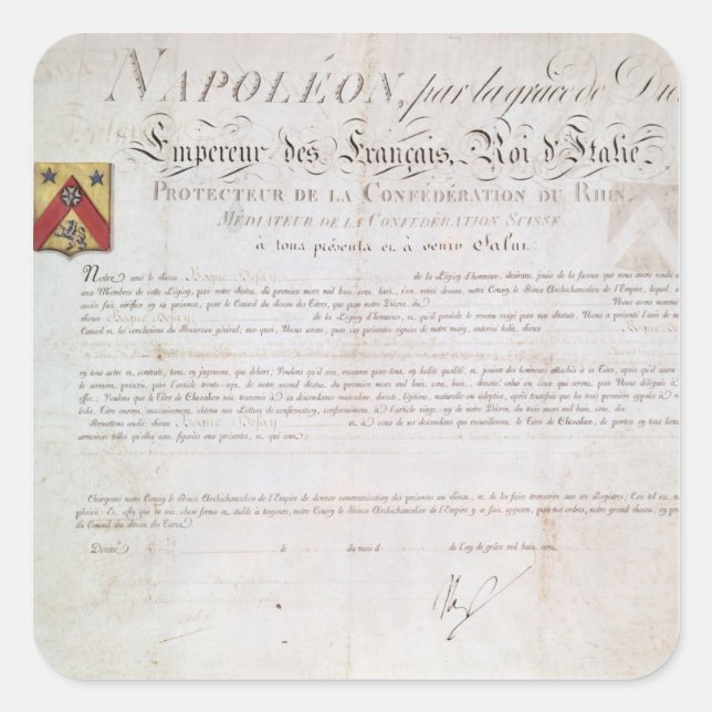 Decree of nobility created under the First Square Sticker (Front)