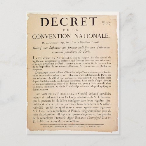 Decree of the National Convention Postcard