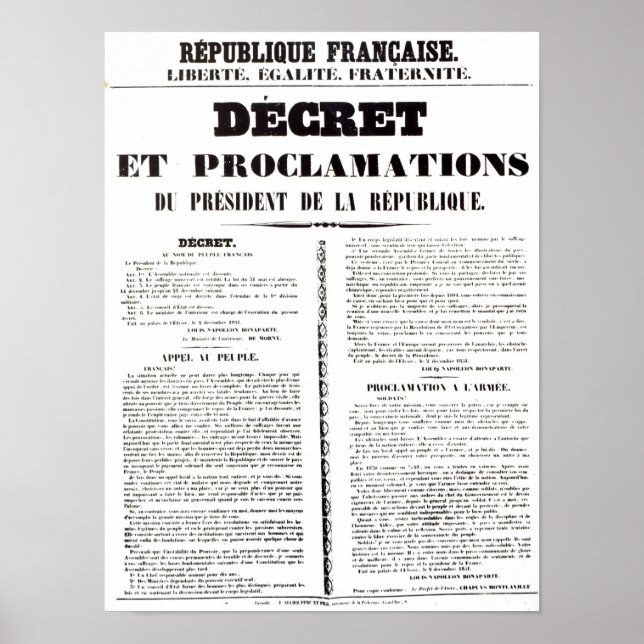 Decree & Proclamation by Napoleon Bonaparte Poster (Front)