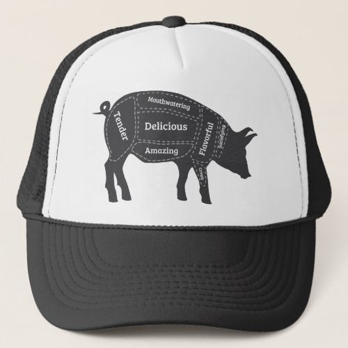 Decriptive Pig Primal Map Trucker Hat