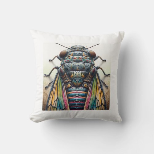 Dectes Beetle IREF1419 _ Watercolor Throw Pillow