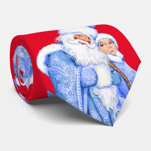 Ded Moroz  Snegurochka necktie _ Christmas tie