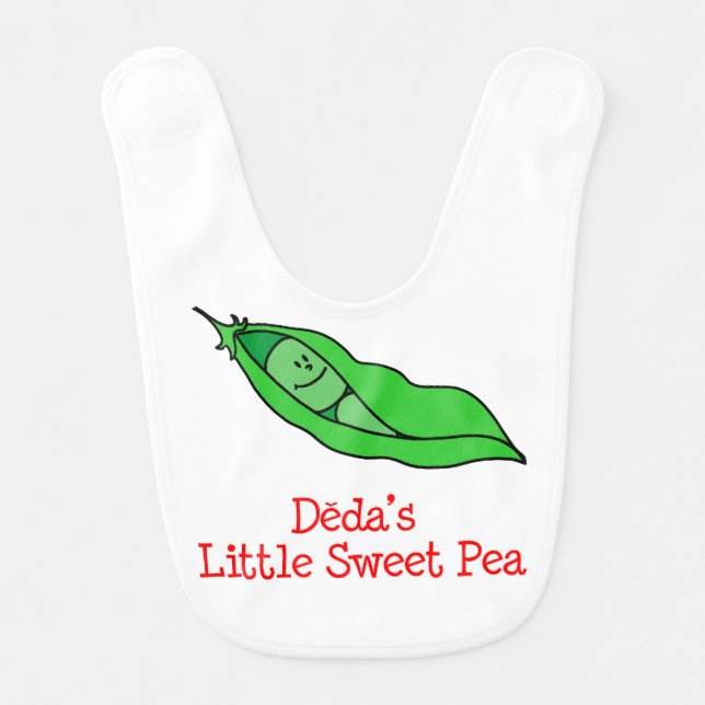 Deda's Little Sweet Pea Czech Grandfather Baby Bib (Front)