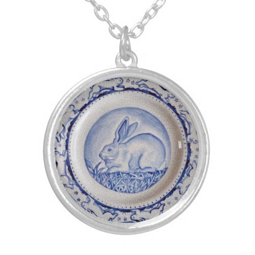 Dedham Blue Rabbit Blue and White Dish Pendant