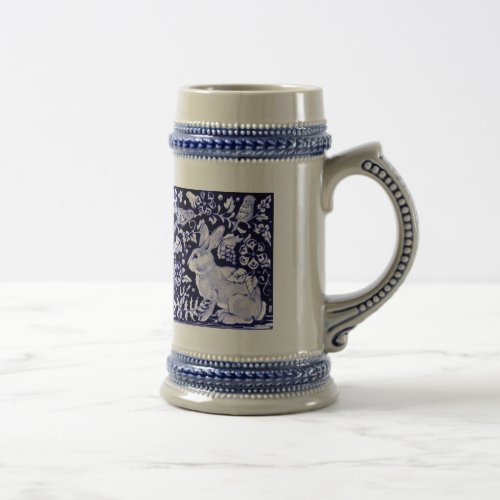 Dedham Blue Rabbit Classic Blue  White Design Beer Stein