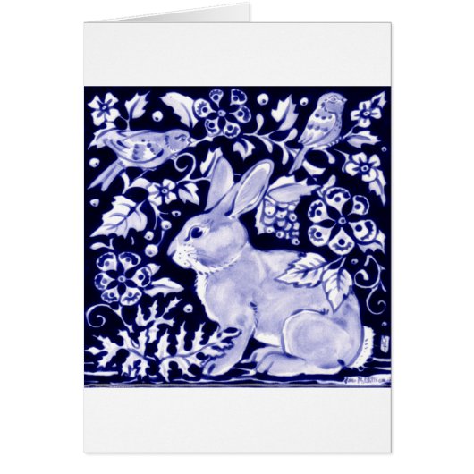 Dedham Blue Rabbit, Classic Blue & White Design Cards (Front)