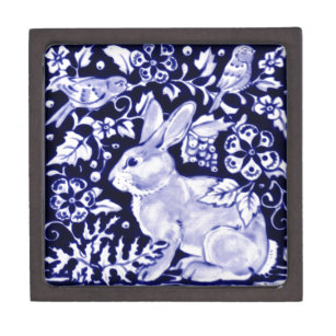 Dedham Blue Rabbit, Classic Blue & White Design Jewelry Box