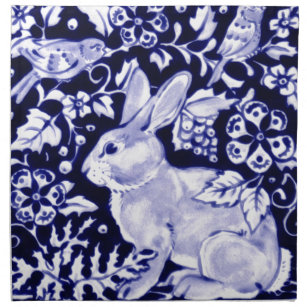 Dedham Blue Rabbit, Classic Blue & White Design Napkin