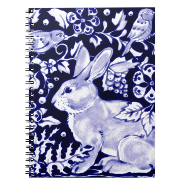 Dedham Blue Rabbit, Classic Blue & White Design Notebook (Front)