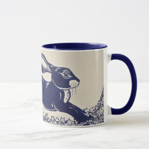 Dedham Blue Rabbit Mug Vintage Blue & White