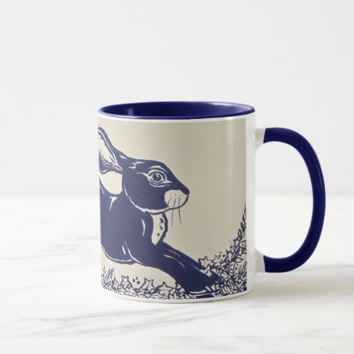 Dedham Blue Rabbit Mug Vintage Blue  White