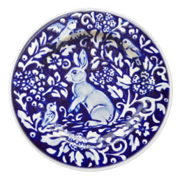 Dedham Blue White Rabbit Ceramic Drawer Pull Knob
