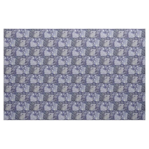 Dedham Blue & White Rabbit Ceramic Tile Fabric Art