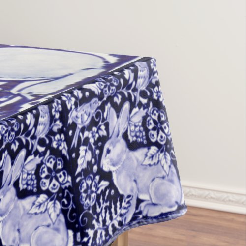 Dedham Blue  White Rabbit Ceramic Tile Tablecloth