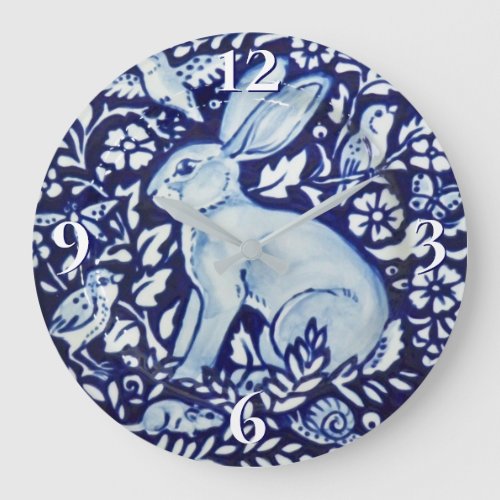 Dedham Cobalt Blue  White Rabbit Plate Clock Bird