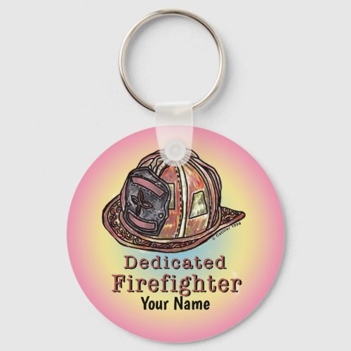 Dedicated Firefighter custom name keychain