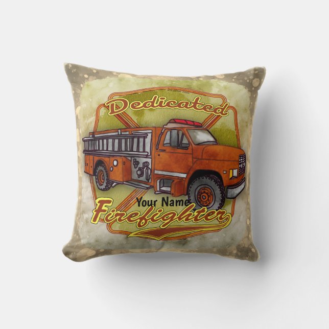 Dedicated firefighter  throw pillow (Front)