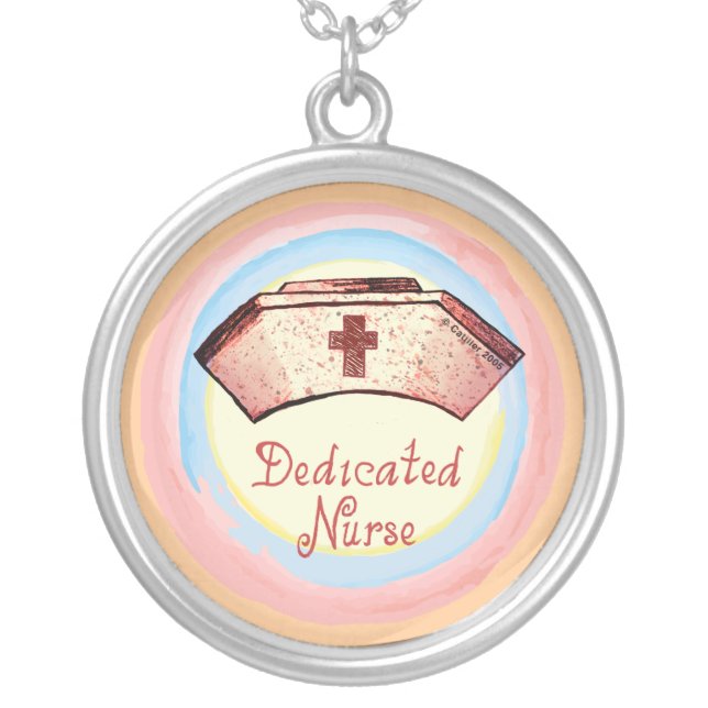 Dedicated nurse cap silver plated necklace (Front)